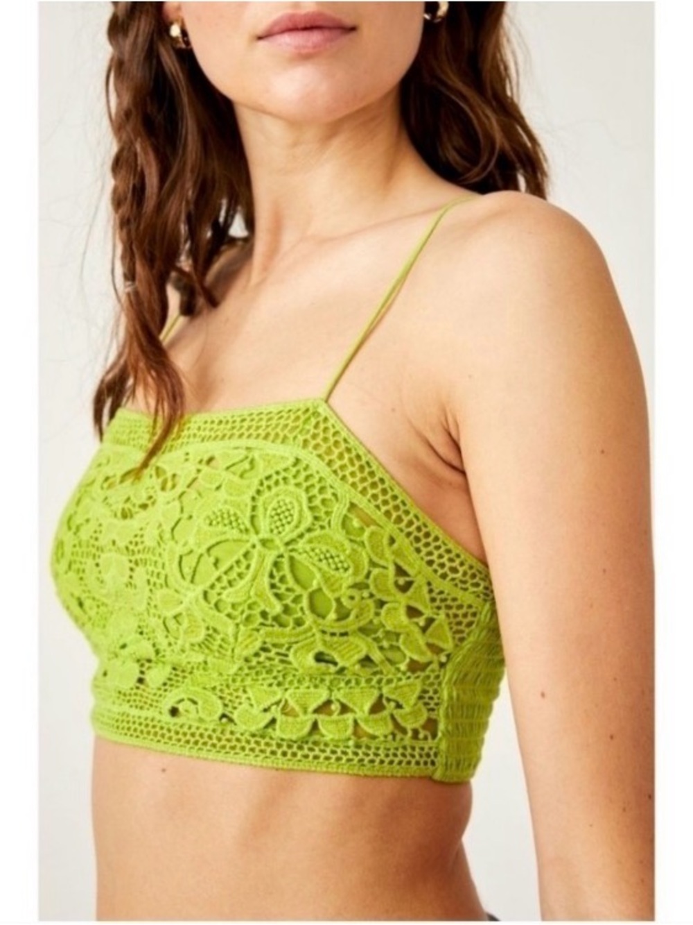 Free People Crochet Crop Cami - Lime